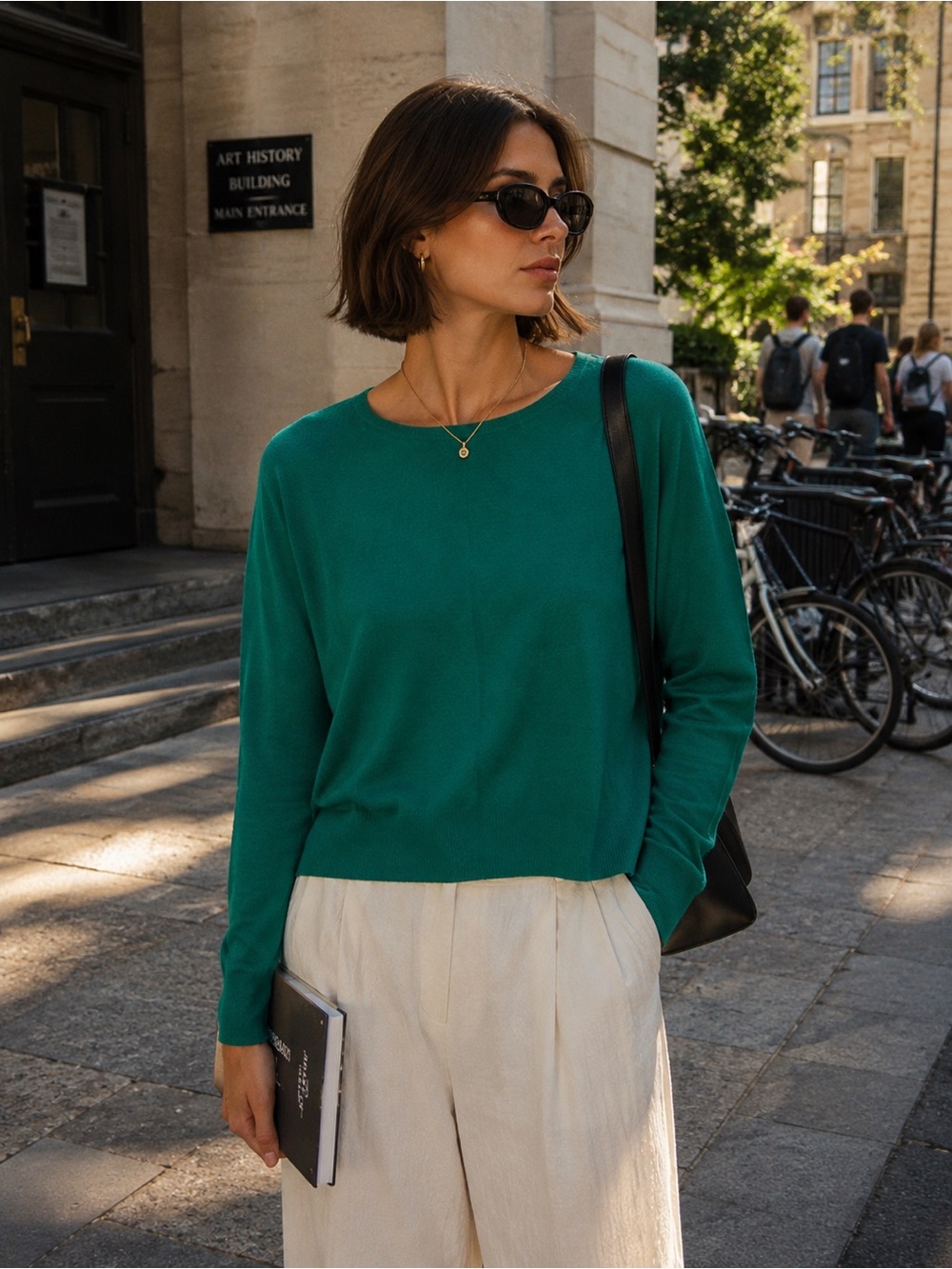 Zara Teal Long-Sleeve Crewneck Top